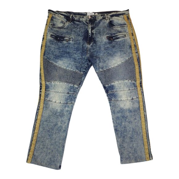 FWRD Denim Mens Size 48 Blue Jeans Yellow Side Stripes Inseam 33 - Picture 11 of 11